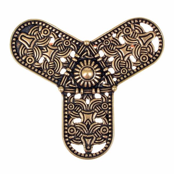 Hovedbilde Viking trefoil brosje med ravnemotiv – bronse